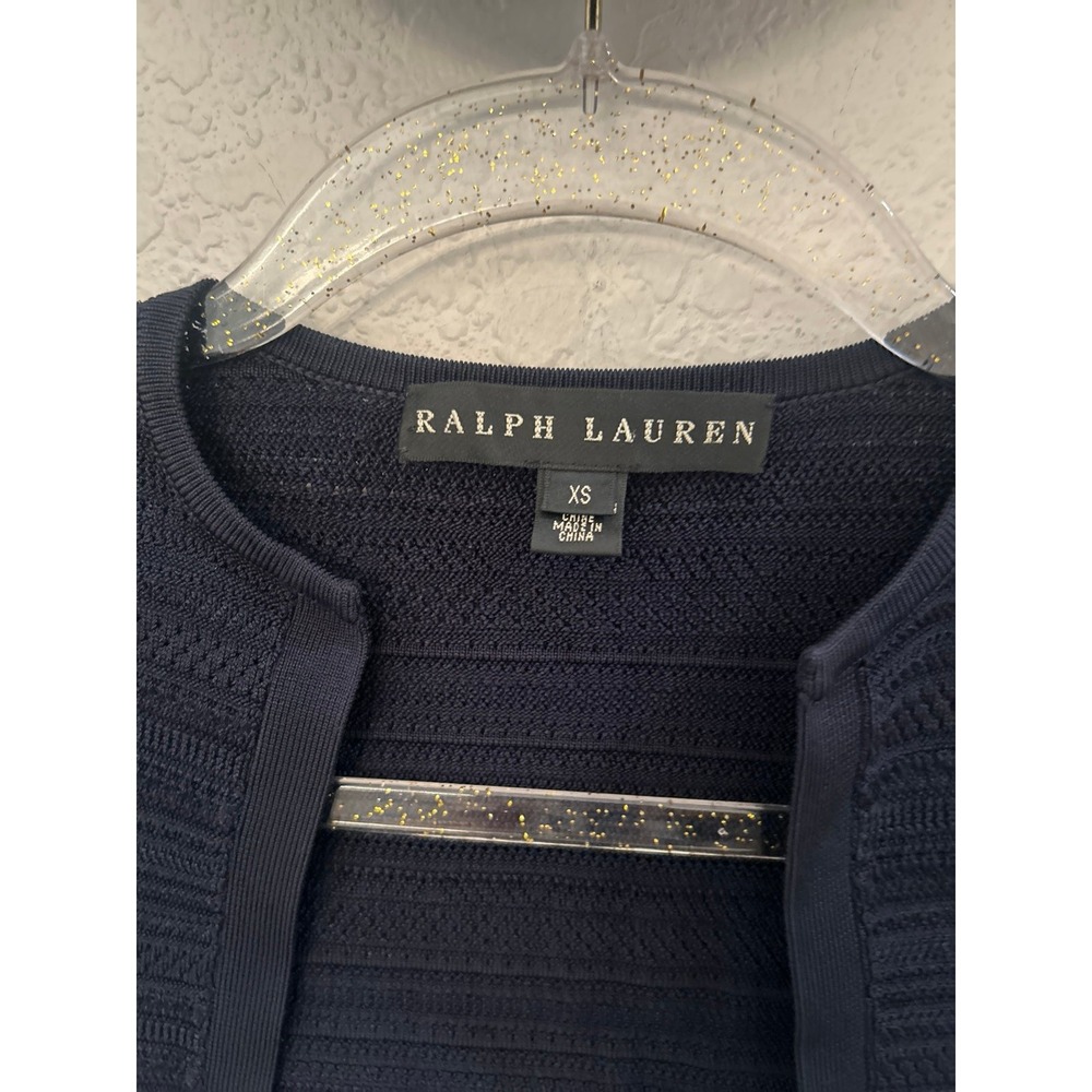 Ralph Lauren Black Label Navy Blue Knit Open Front Cardigan Sweater Women's XS - Picture 3 of 5